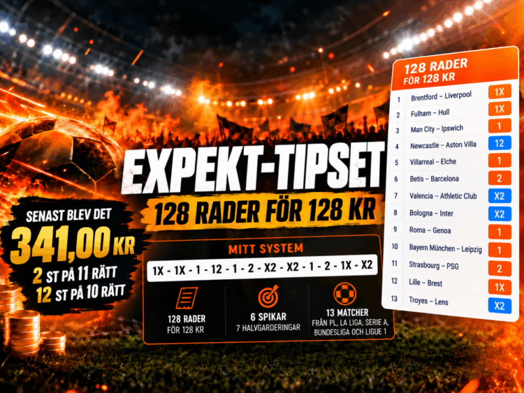 Expekt-tipset: 128 rader och skrällar